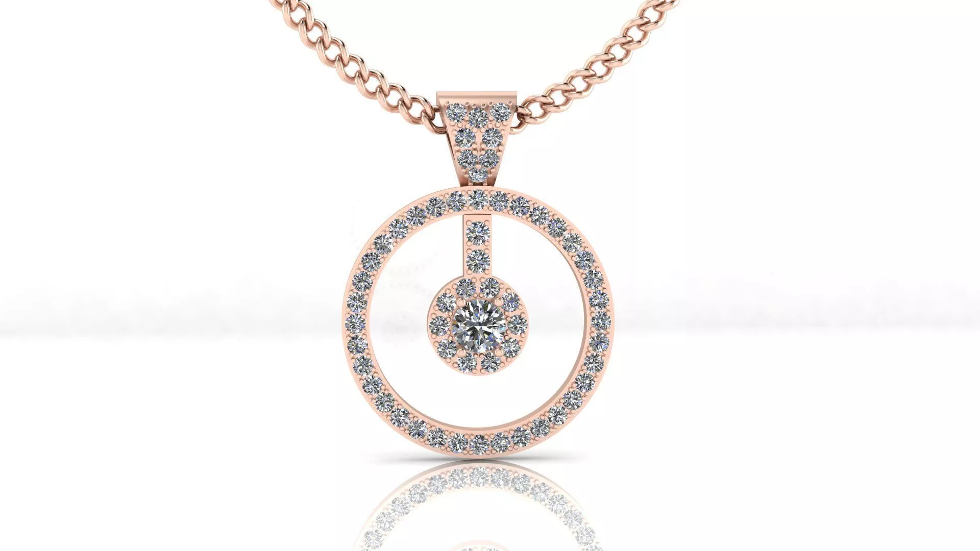 round halo diamond high jewelry pendant 3D print model