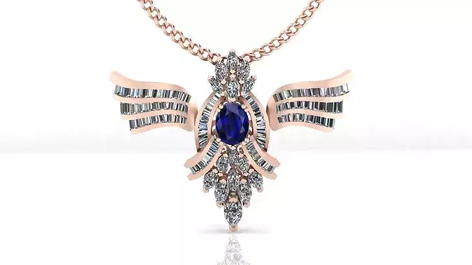 oval and baguette high jewelry pendant
