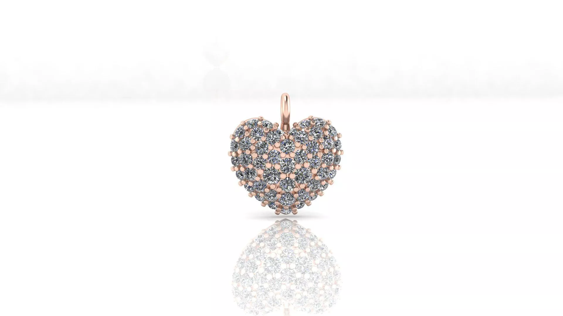 heart pave setting diamond high jewelry pendant 3D print model