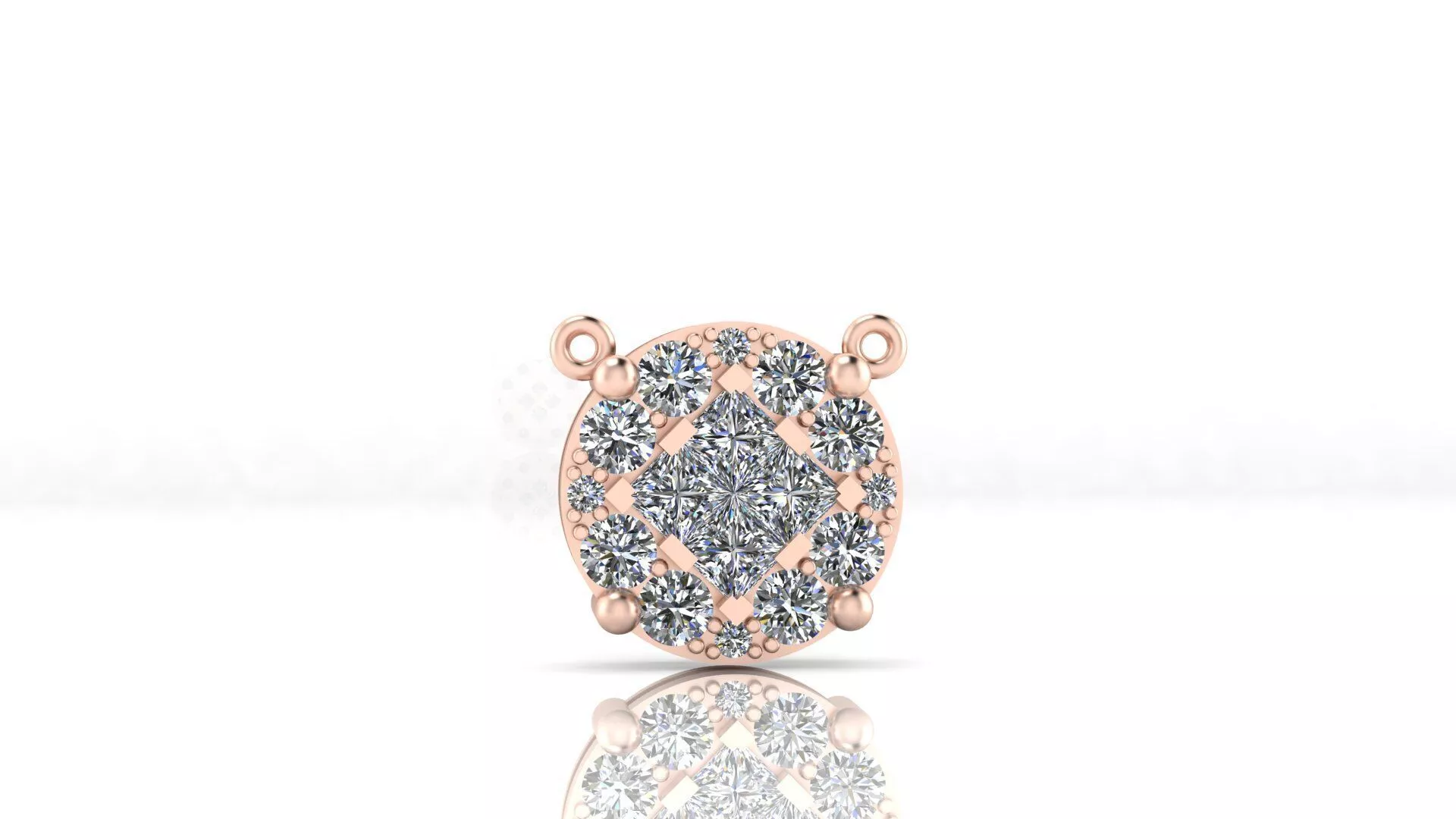 prince cut and round diamond high jewelry pendant 3D print model