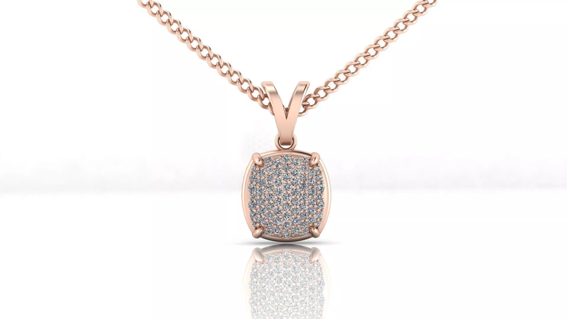 rectangle pave setting high jewelry pendant 3D print model