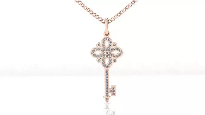 Key round diamond jewelry pendant