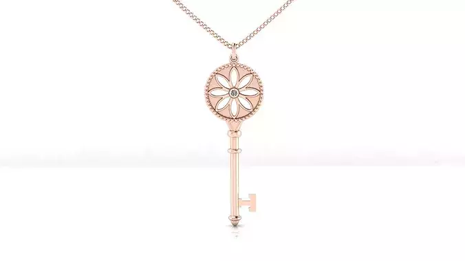 round diamond Key high jewelry pendant