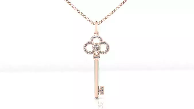 Key round diamond high jewelry pendant
