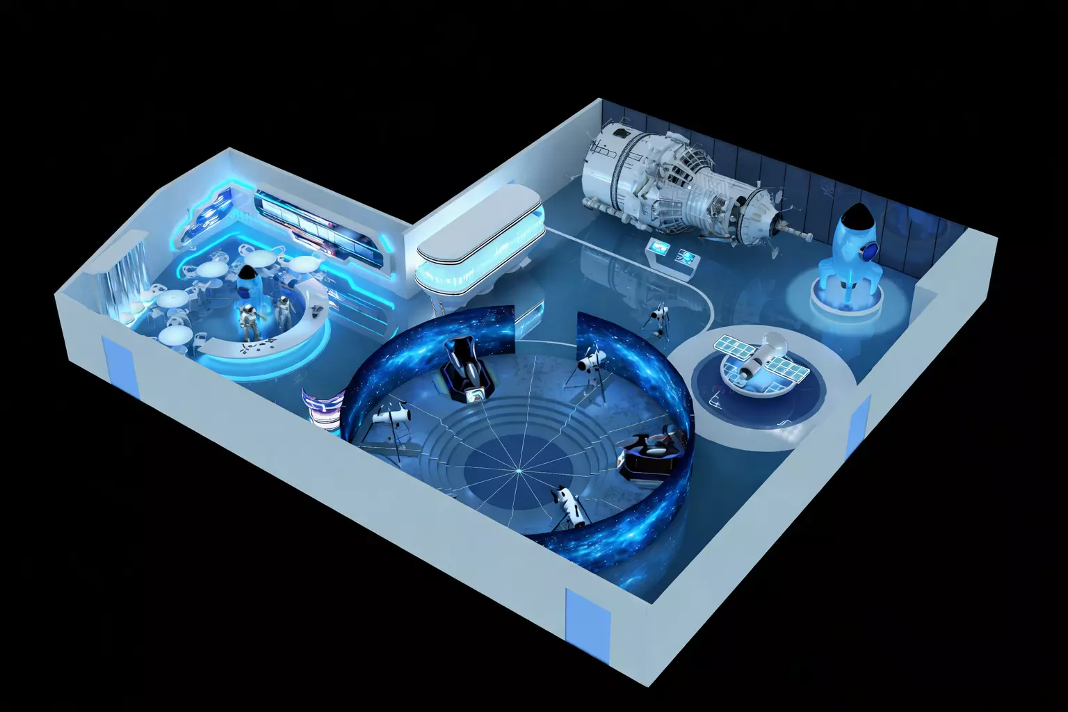 Futuristic Space Exploration Exhibition Hall 3D Model 3D model