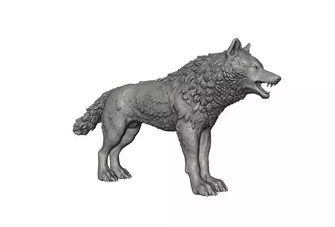 High poly wolf statue 3D print model