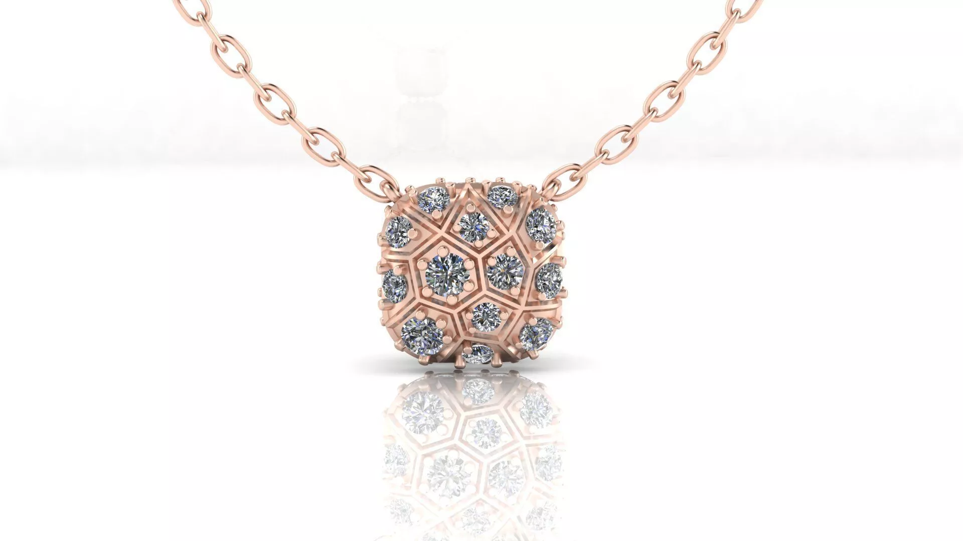 hexagonal cushion shape high jewelry pendant 3D print model