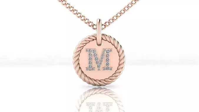 M alphabet halo rope jewelry pendant