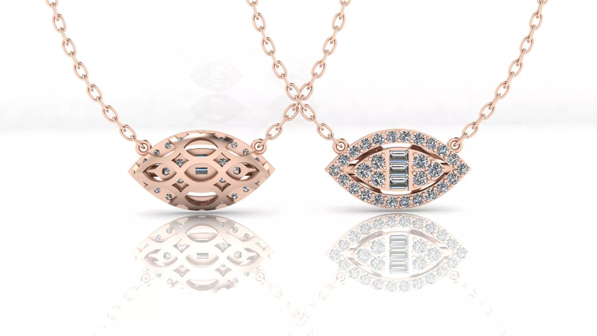 baguette and round illusion high jewelry pendant 3D print model