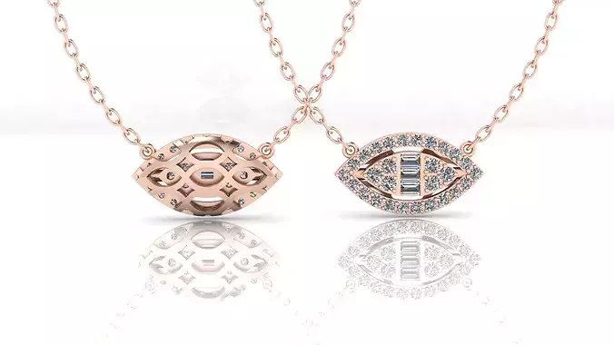 baguette and round illusion high jewelry pendant