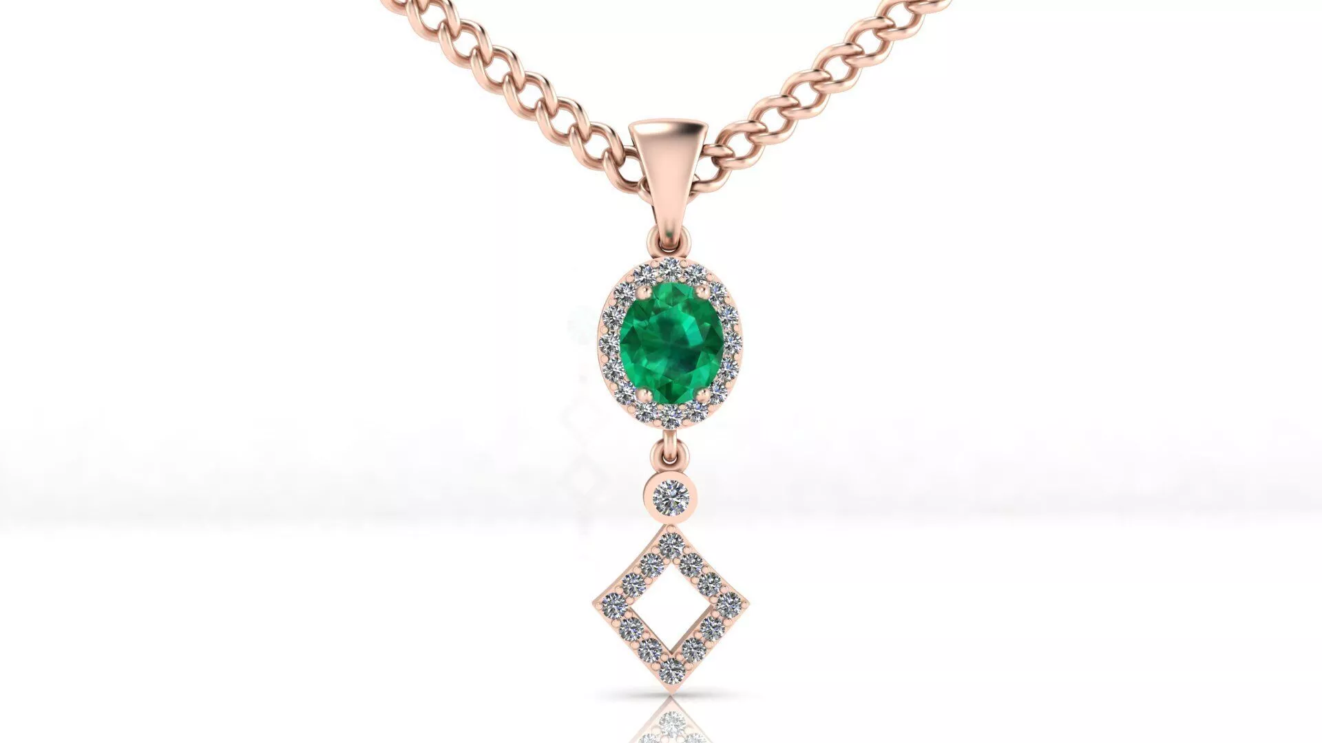 oval emerald halo high jewelry pendant 3D print model