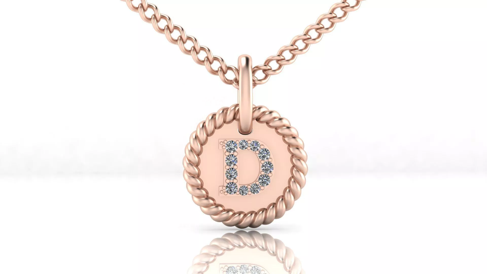 D alphabet halo rope jewelry pendant 3D print model