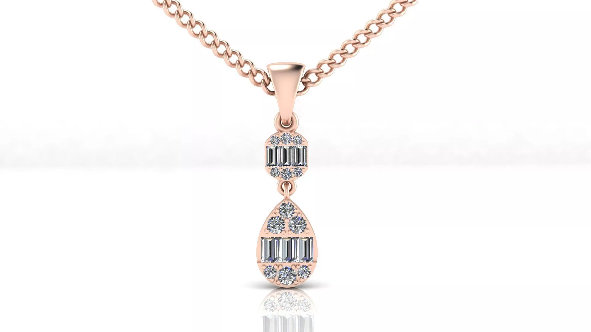 baguette and round illusion high jewelry pendant 3D print model