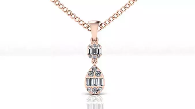 baguette and round illusion high jewelry pendant