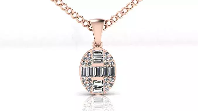 baguette and round illusion high jewelry pendant