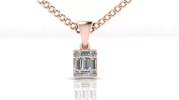 baguette and round illusion high jewelry pendant