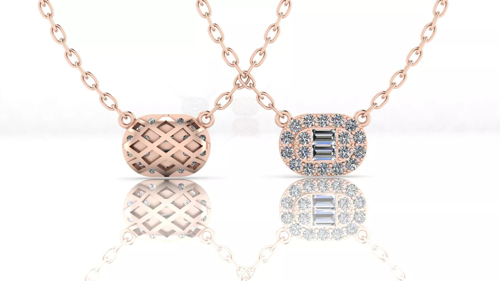 baguette and round illusion high jewelry pendant 3D print model