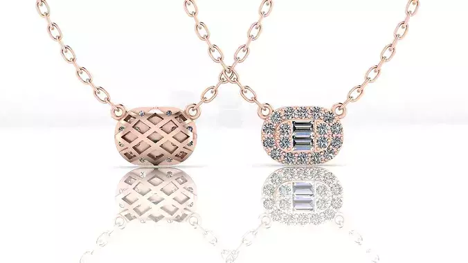 baguette and round illusion high jewelry pendant
