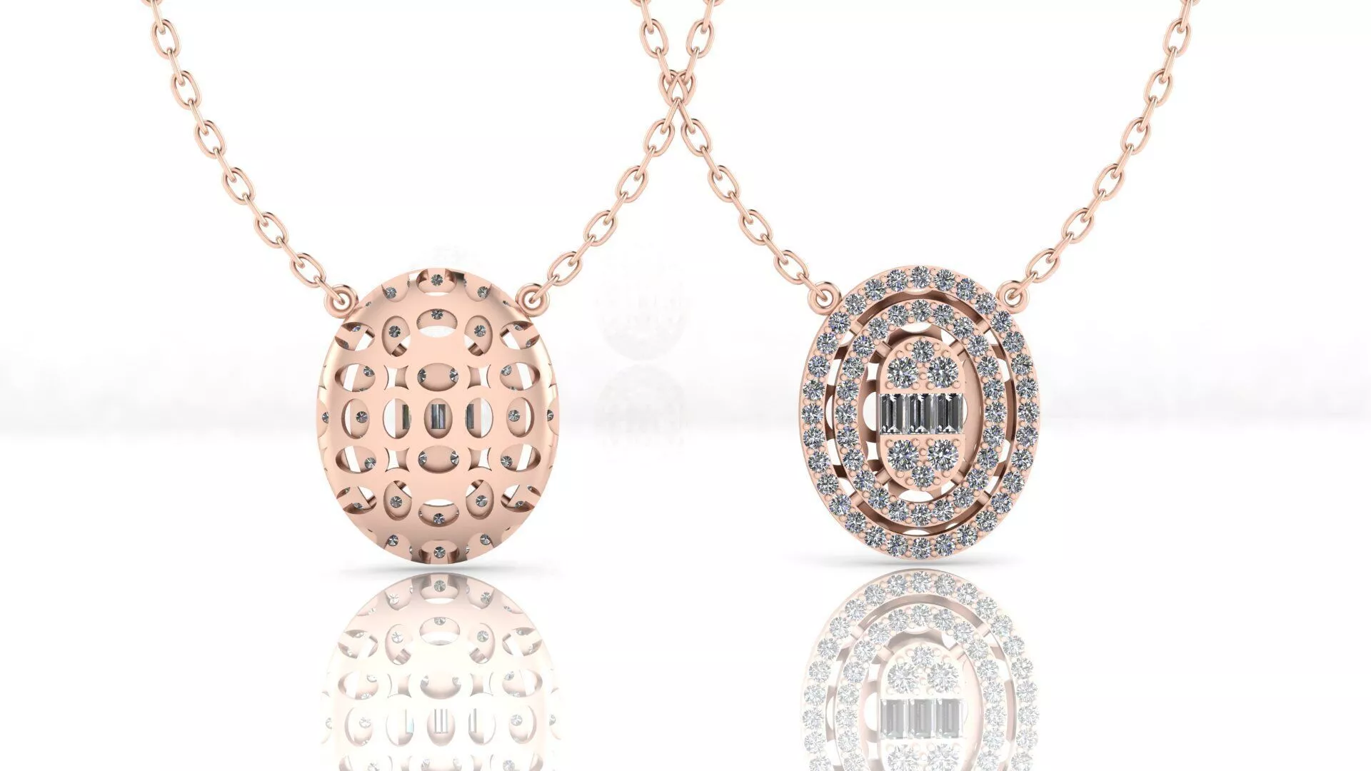 baguette and round illusion high jewelry pendant 3D print model
