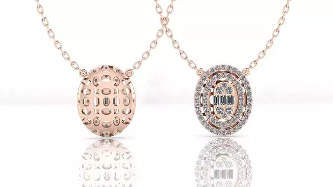 baguette and round illusion high jewelry pendant