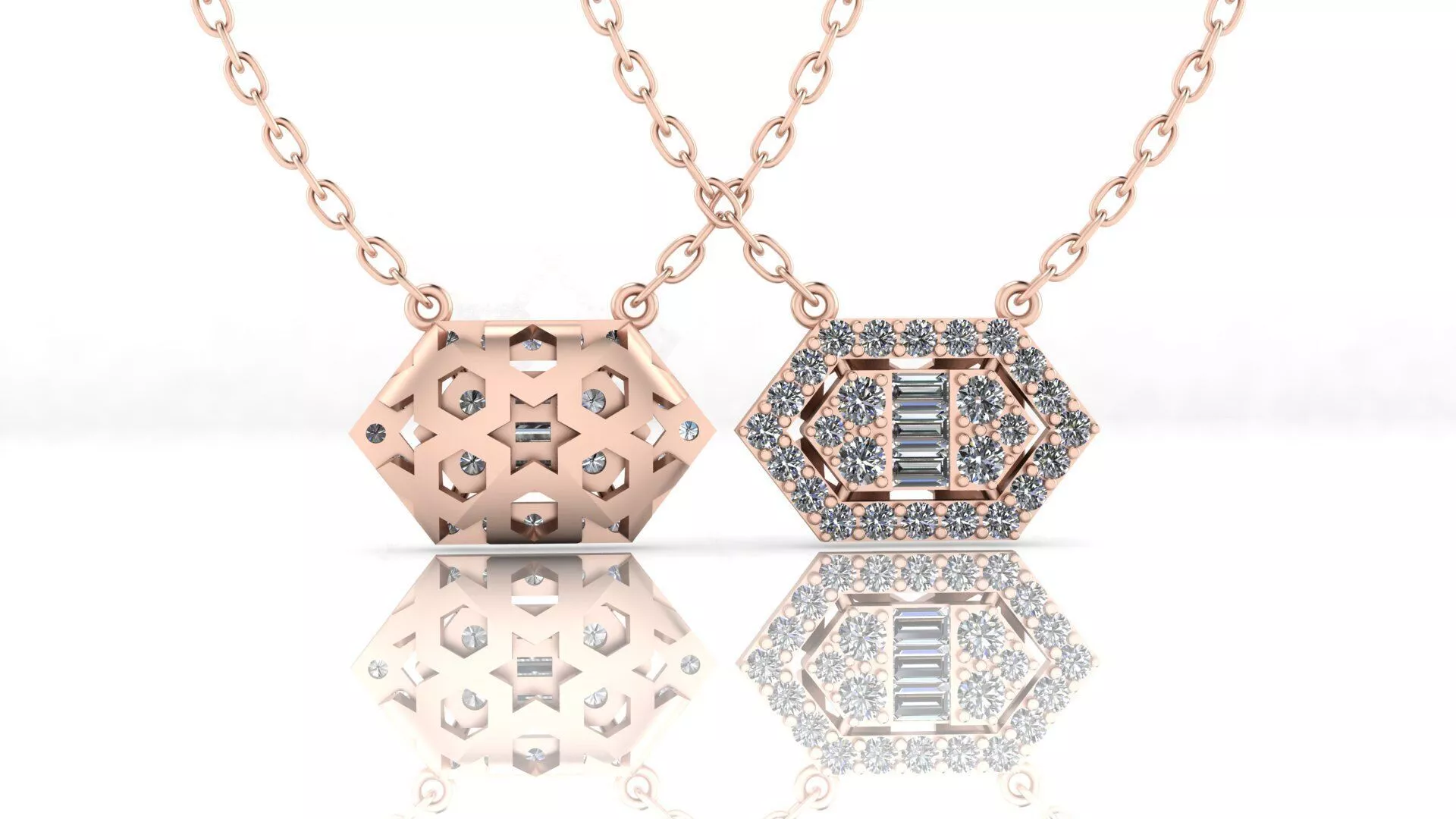 baguette and round illusion high jewelry pendant 3D print model