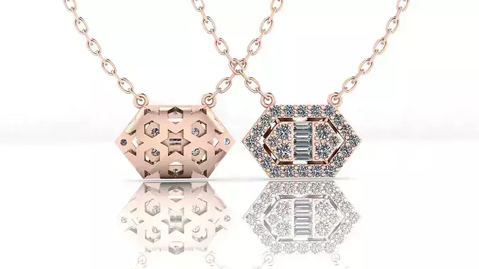baguette and round illusion high jewelry pendant