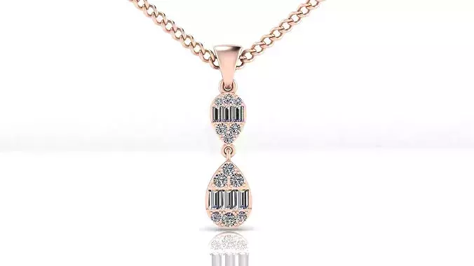 baguette and round illusion high jewelry pendant