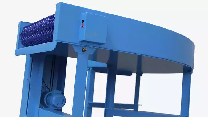 Food-Grade Curved Conveyor with Mesh Belt Blue 3D model 7