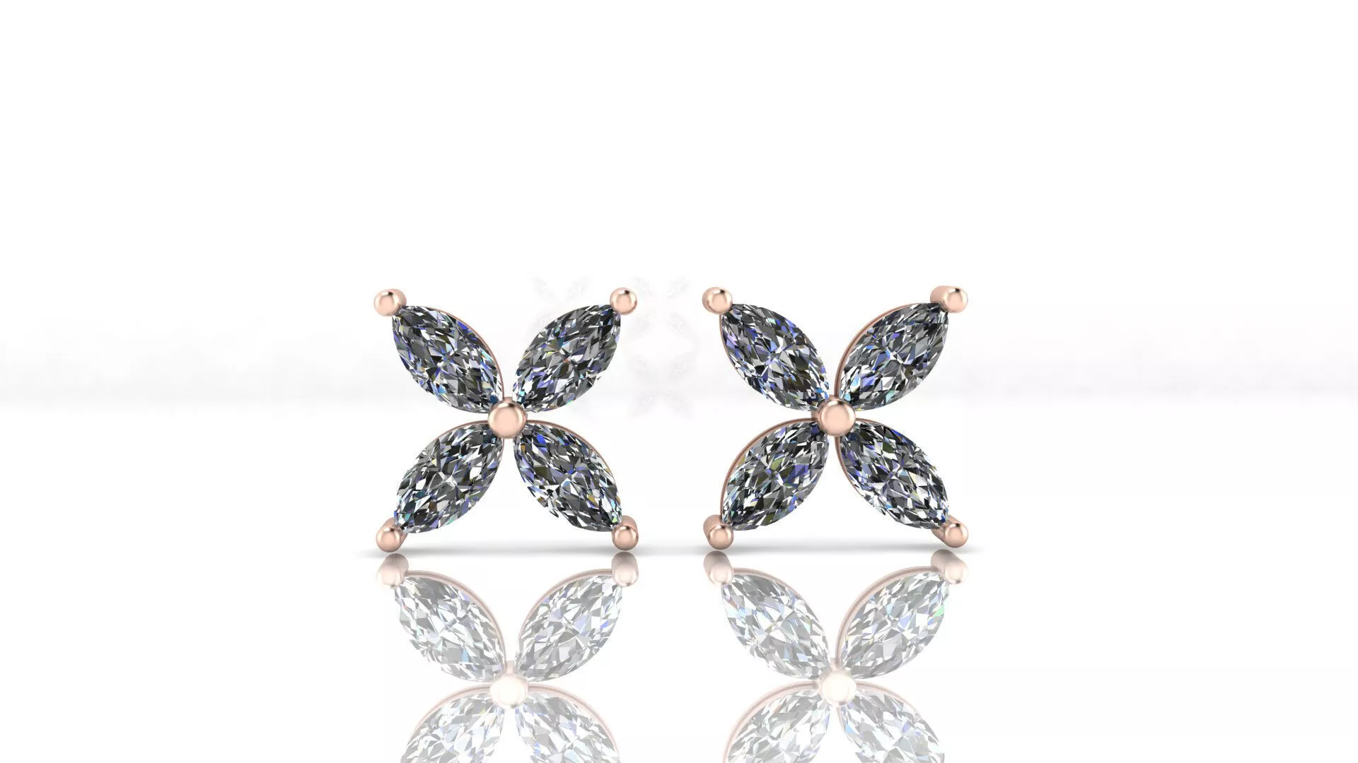 four marquise jewelry earring 3D print model