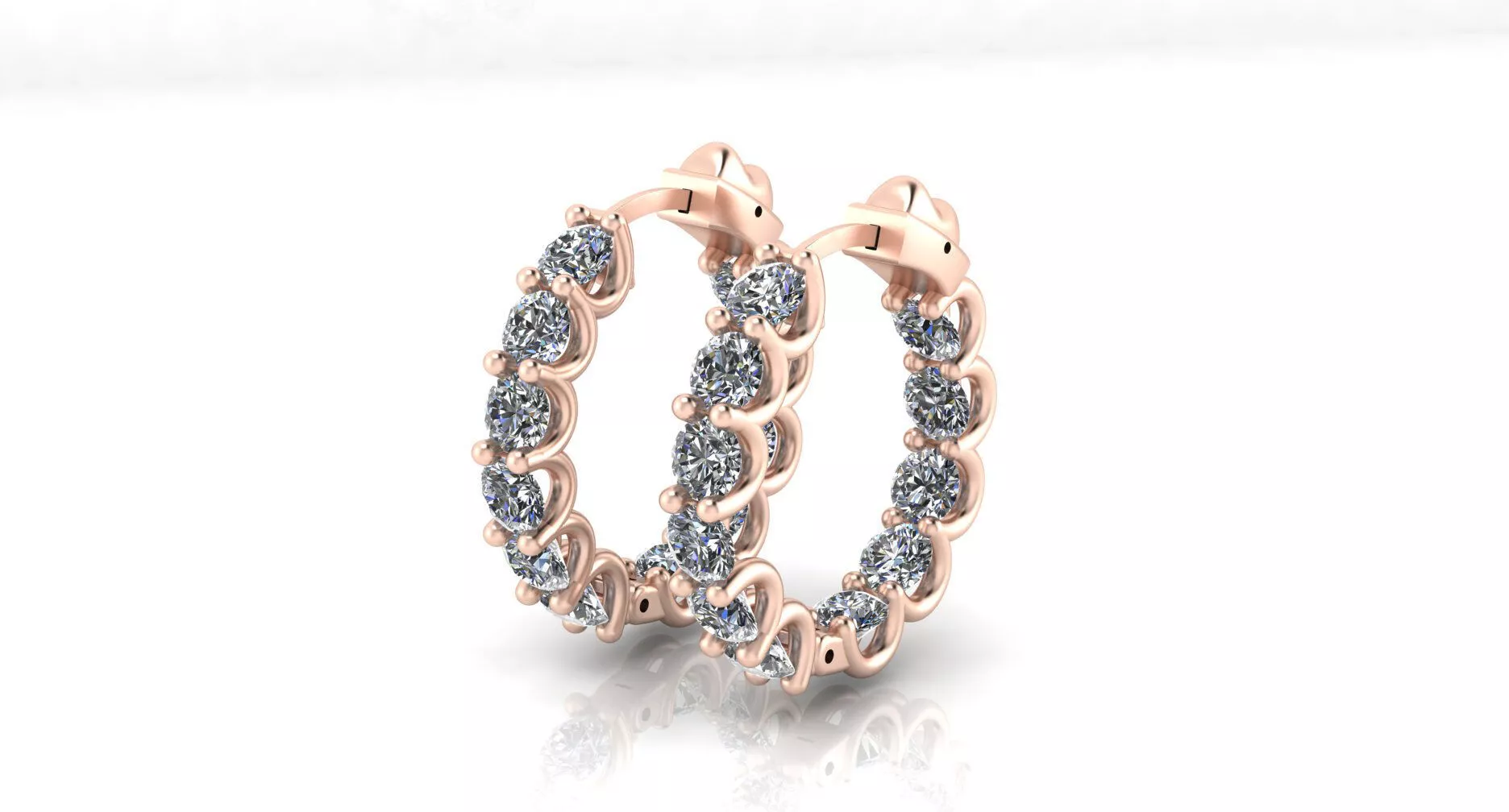 round diamond U setting outside inside diamond jewelry earring 3D print model