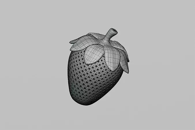 Strawberry Low-poly 3D model 7
