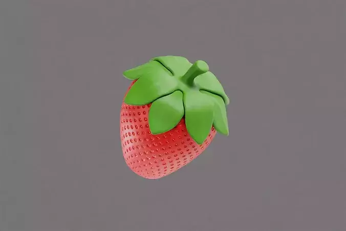 Strawberry Low-poly 3D model 5