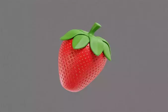 Strawberry Low-poly 3D model 6