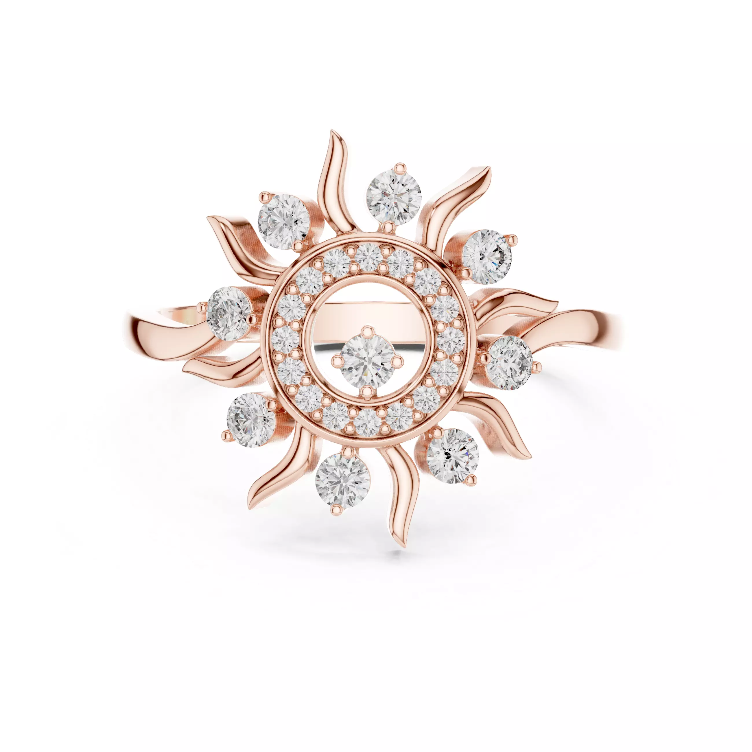 Flower Minimalist Ultra Light Weight Diamond Ring 3dm stl 3D print model