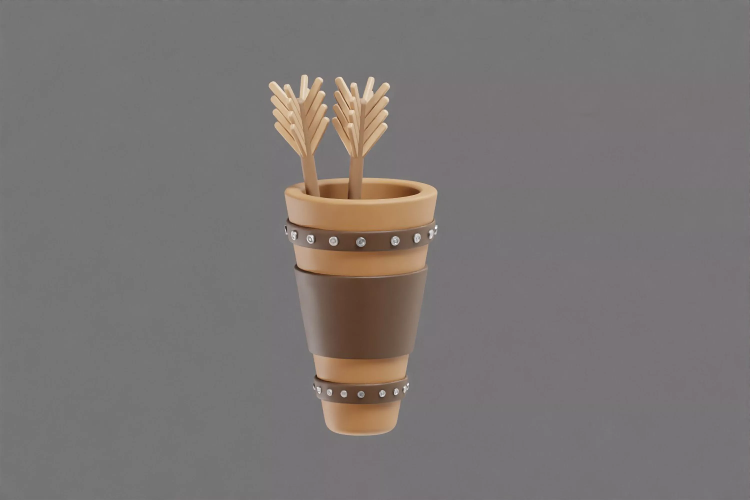 Archery Bow and arrows Low-poly 3D model