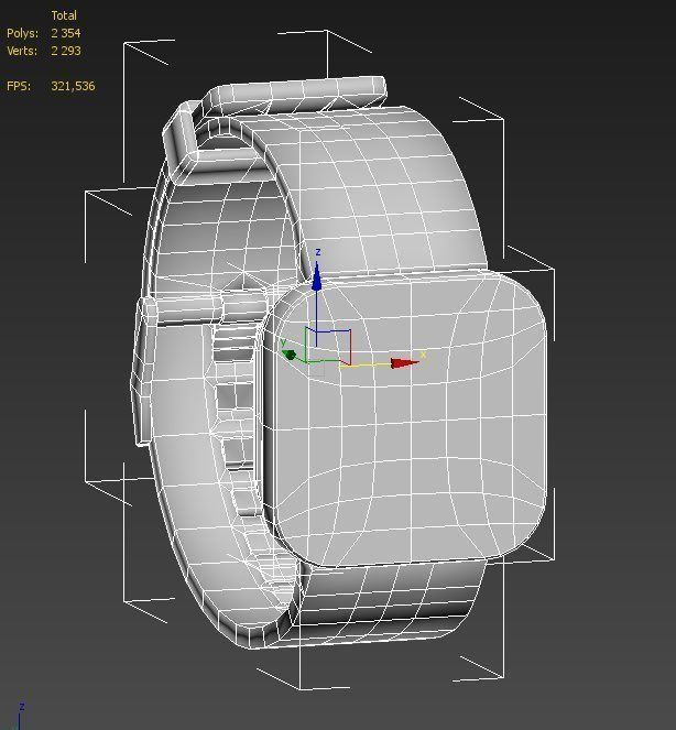 Sony Smart Watch Black Low-poly 3D model_6