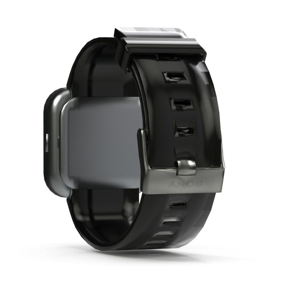 Sony Smart Watch Black Low-poly 3D model_4