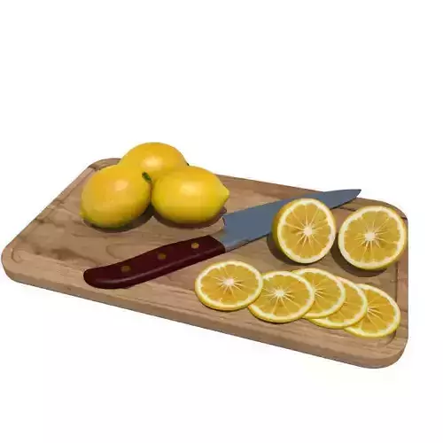 lemon on plate 3D model