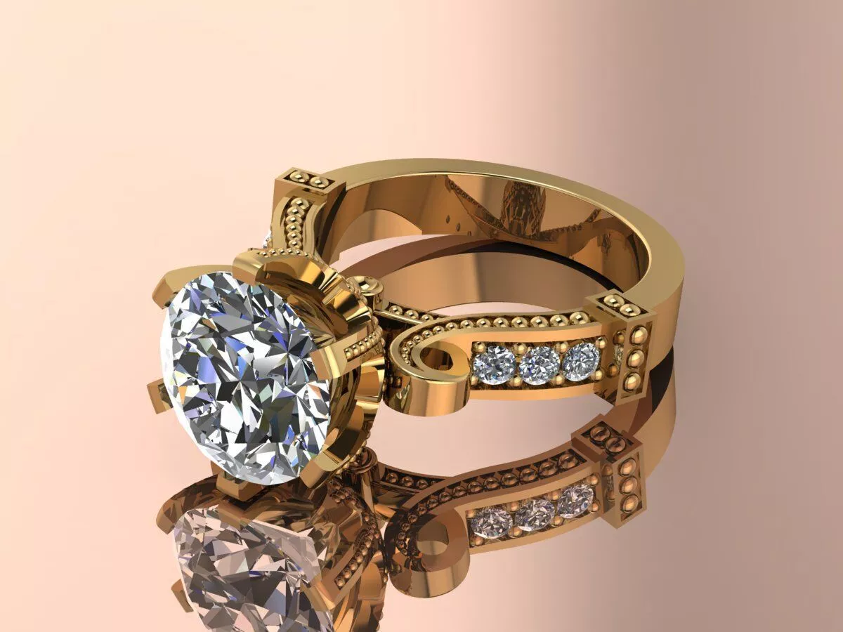 Elegant Ring Diamond Jewelry Gold 3D print model