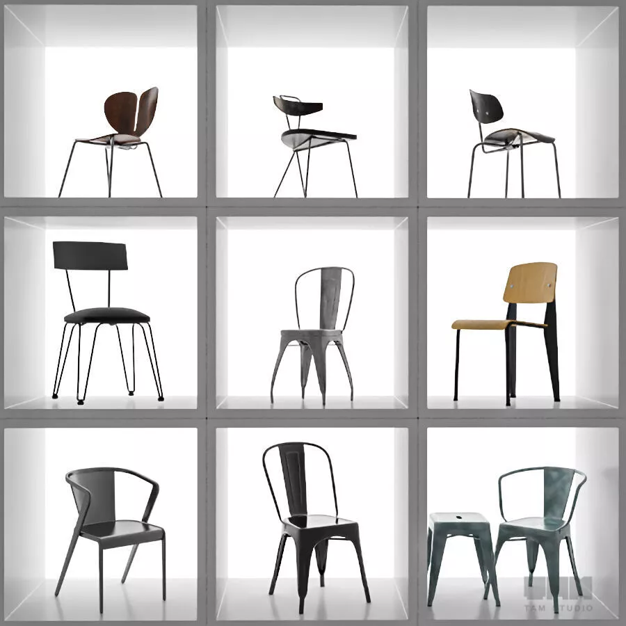Industrial Metal - Mid-Century Chair Collectio 3D model