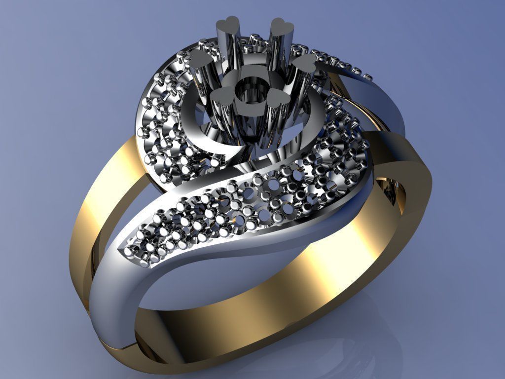 Ring engagement with diamonds 3D print model_5