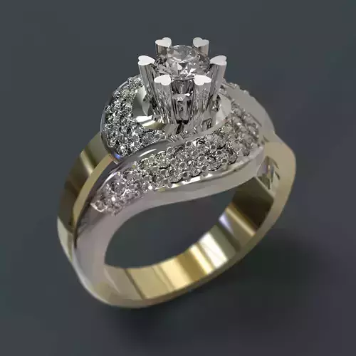 Ring engagement with diamonds 3D print model