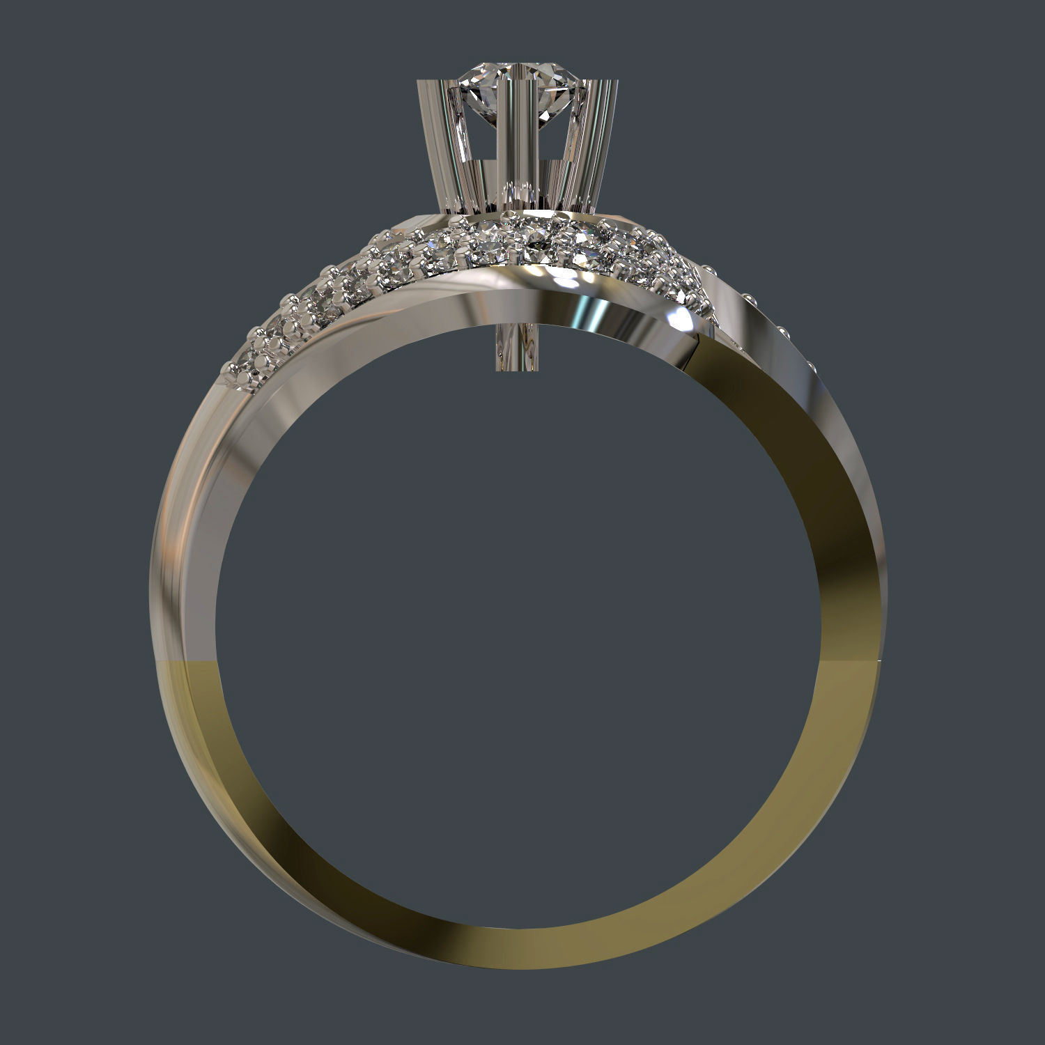 Ring engagement with diamonds 3D print model_3