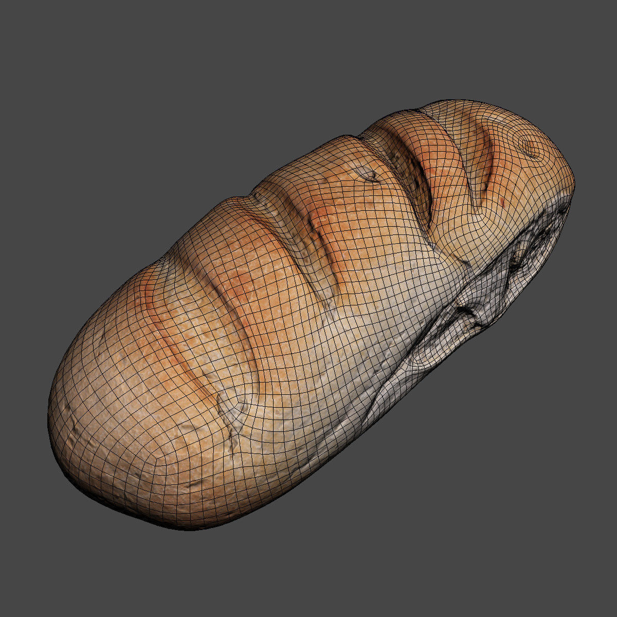 White Loaf of Bread Low-poly 3D model_11
