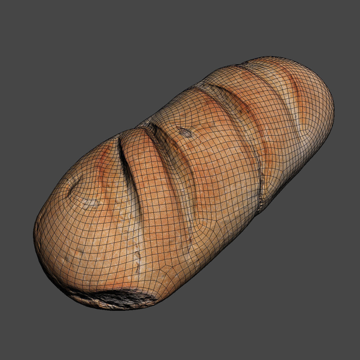 White Loaf of Bread Low-poly 3D model_10