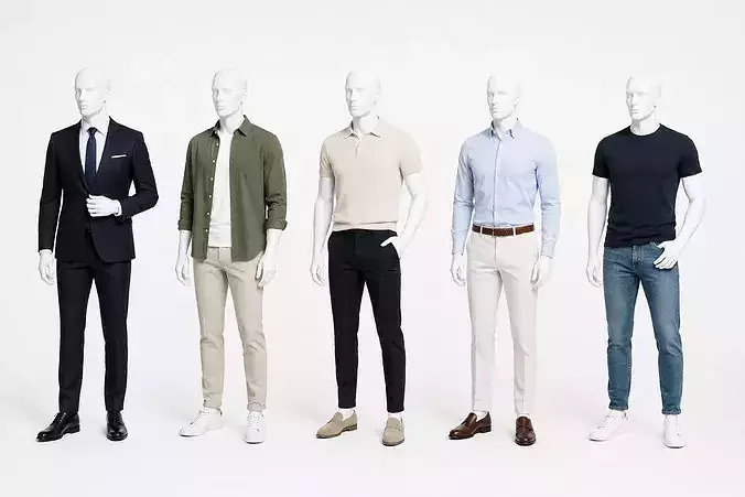 5 Male Mannequin Pack Store Display 003