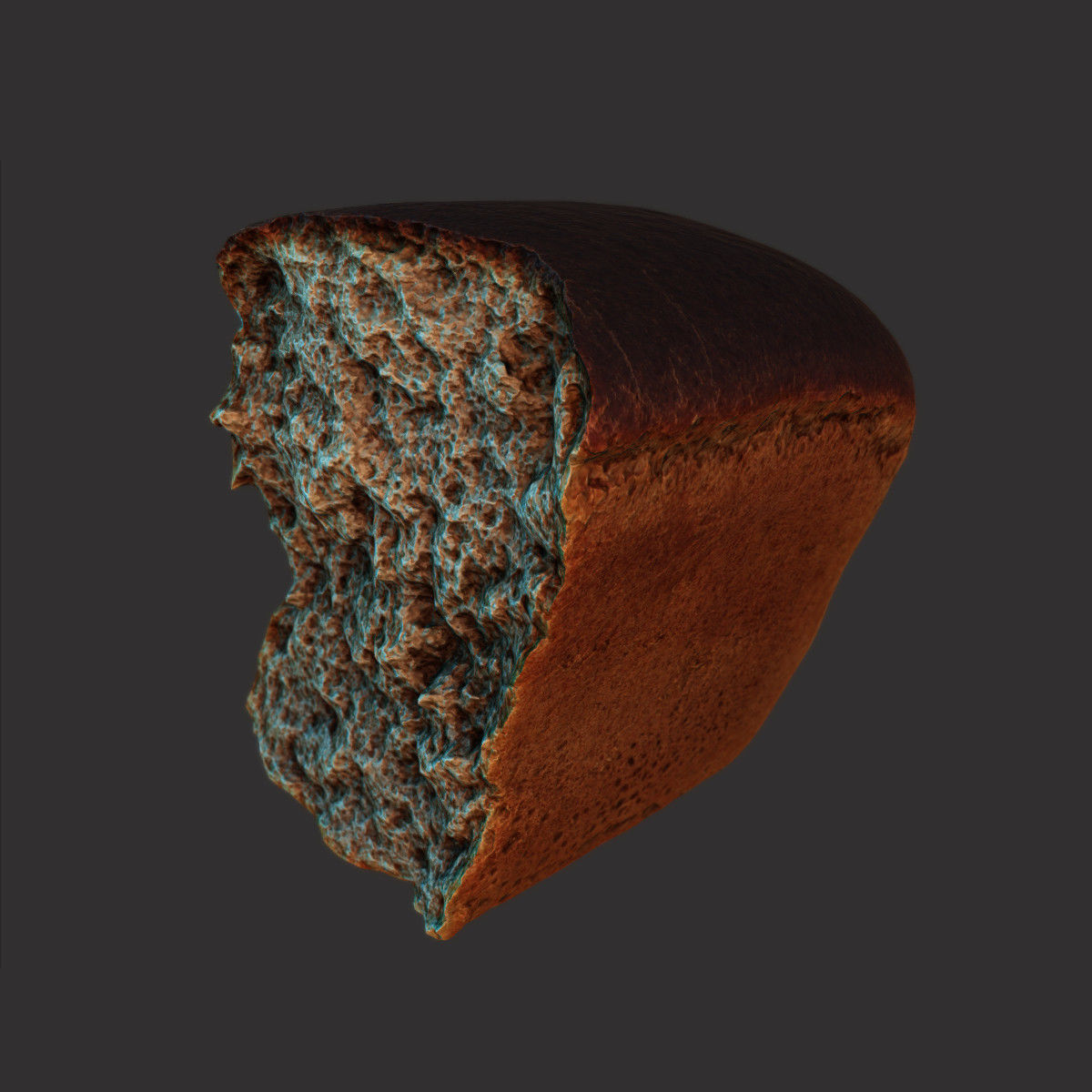 Soviet Brick Bread Cut Low-poly 3D model_7