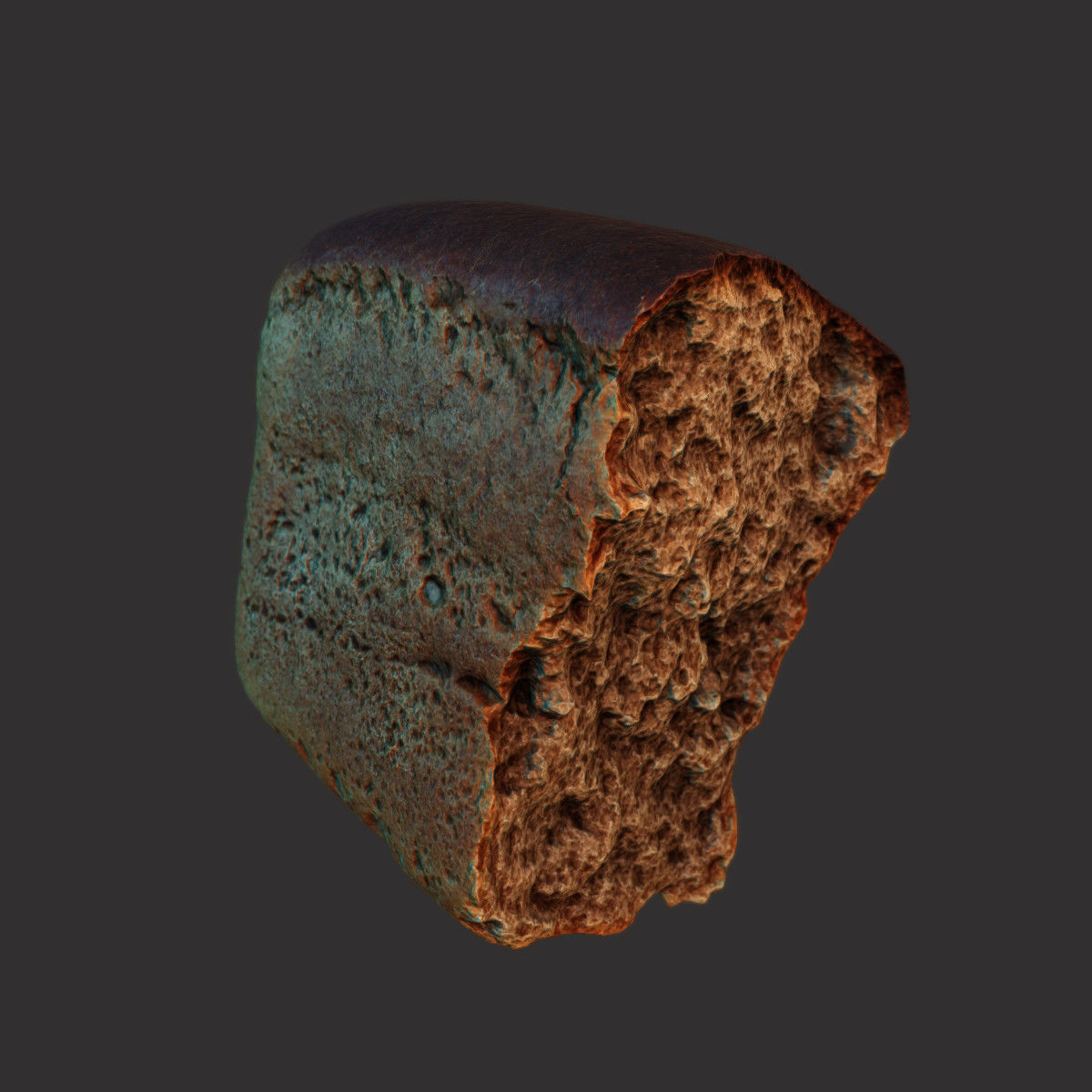 Soviet Brick Bread Cut Low-poly 3D model_9