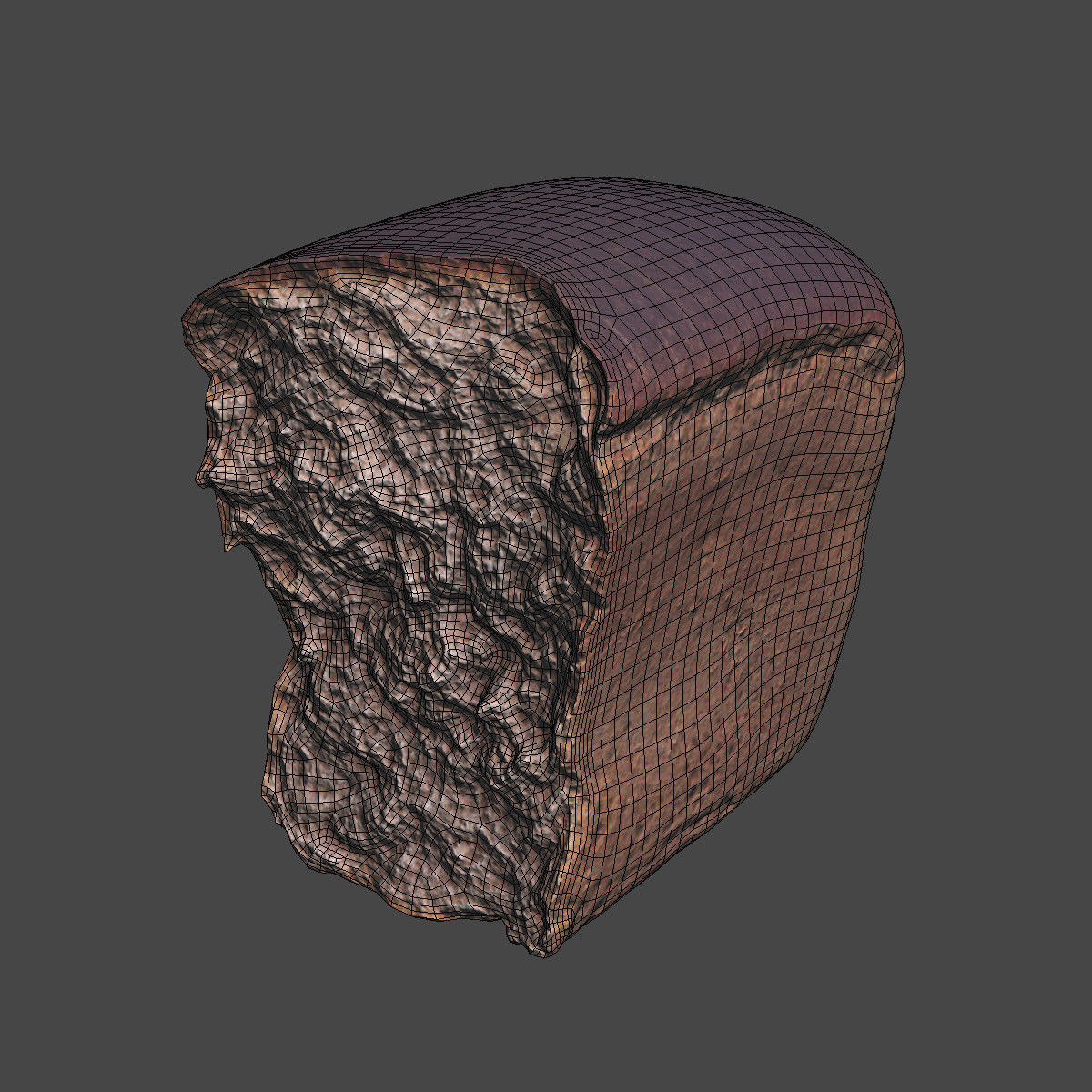 Soviet Brick Bread Cut Low-poly 3D model_6