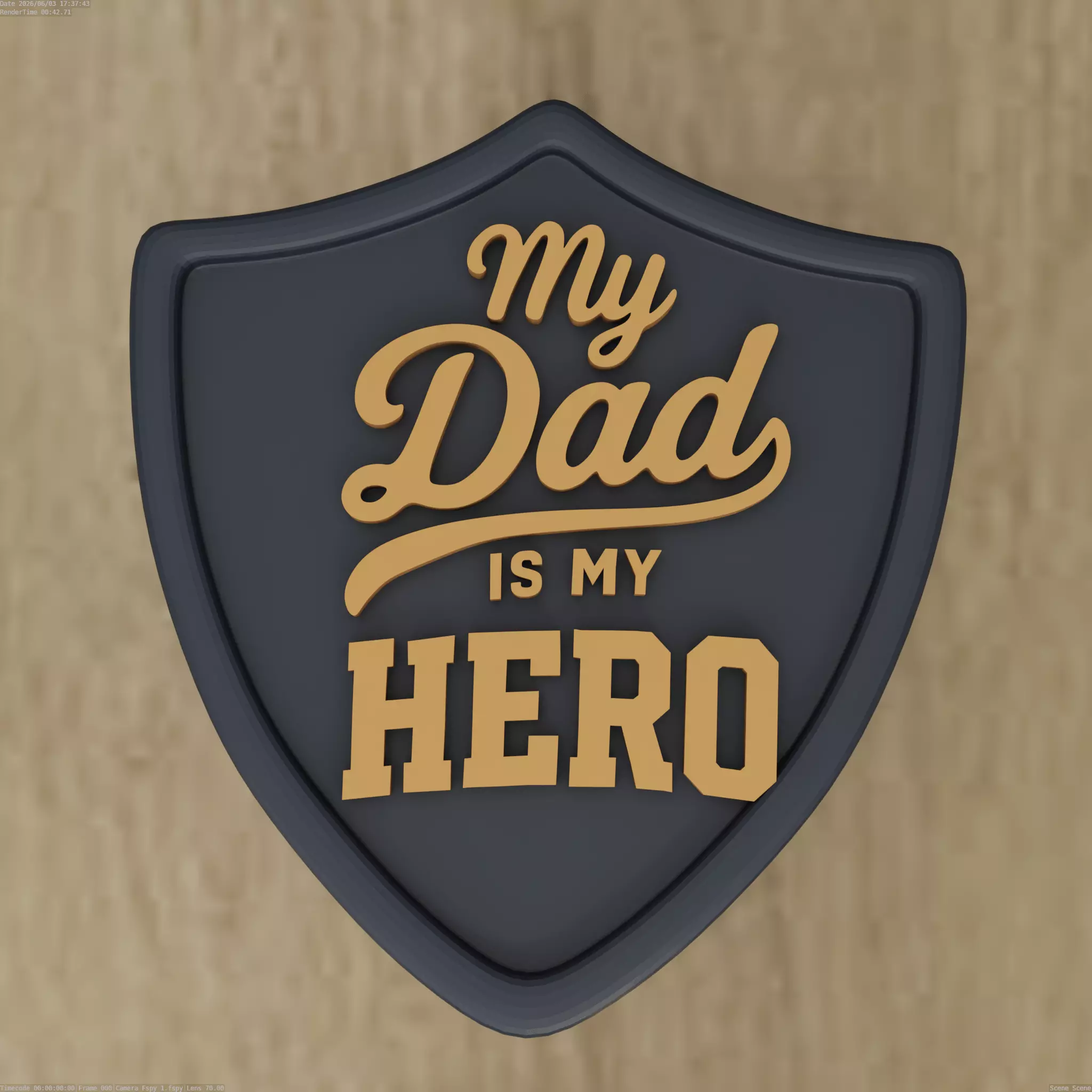 My Dad Is My Hero Shield 3D Print Model 3 STL Files 3D print model